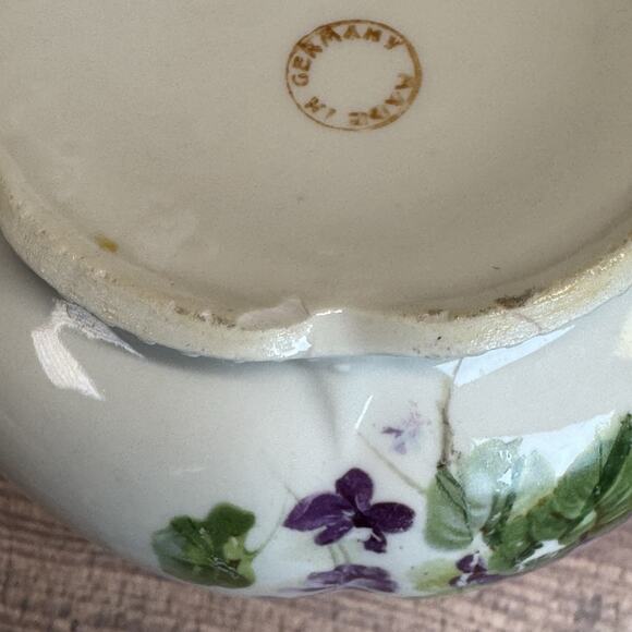 Vintage German Floral Creamer Pitcher Floral Violets Embossed 6" Victorian - Picture 8 of 8